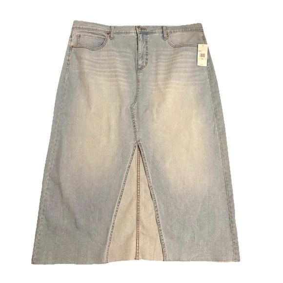 Jessica Simpson Light Blue Denim Midi Skirt with Raw Him Womens 18 Plus Size - Picture 4 of 14